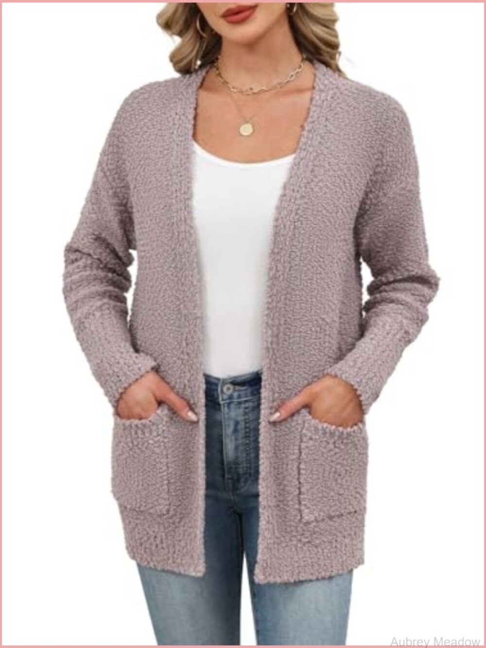 Fuzzy Knit Open Front Cardigan Blanket Sweater Long - Picture 4 of 7